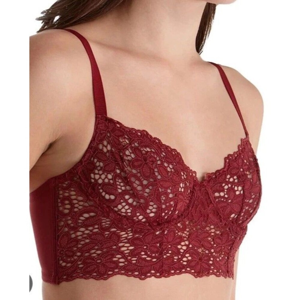 DKNY Classic Lace Longline Demi Bra 36d dk donna karen red
